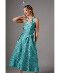 Coast Halter Jacquard Drop Waist Dress