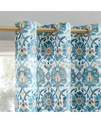 No. 918 Hillard Watercolor Medallion Semi-Sheer Grommet Curtain Panel