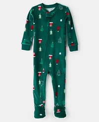 Carter's Baby Boys or Girls Christmas Tree Print Velour, 1-Piece Pajamas