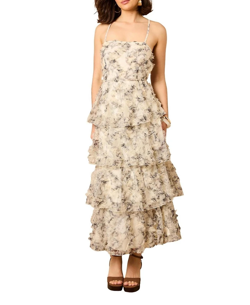 Oasis Women's Floral Textured Strappy Midaxi Dress