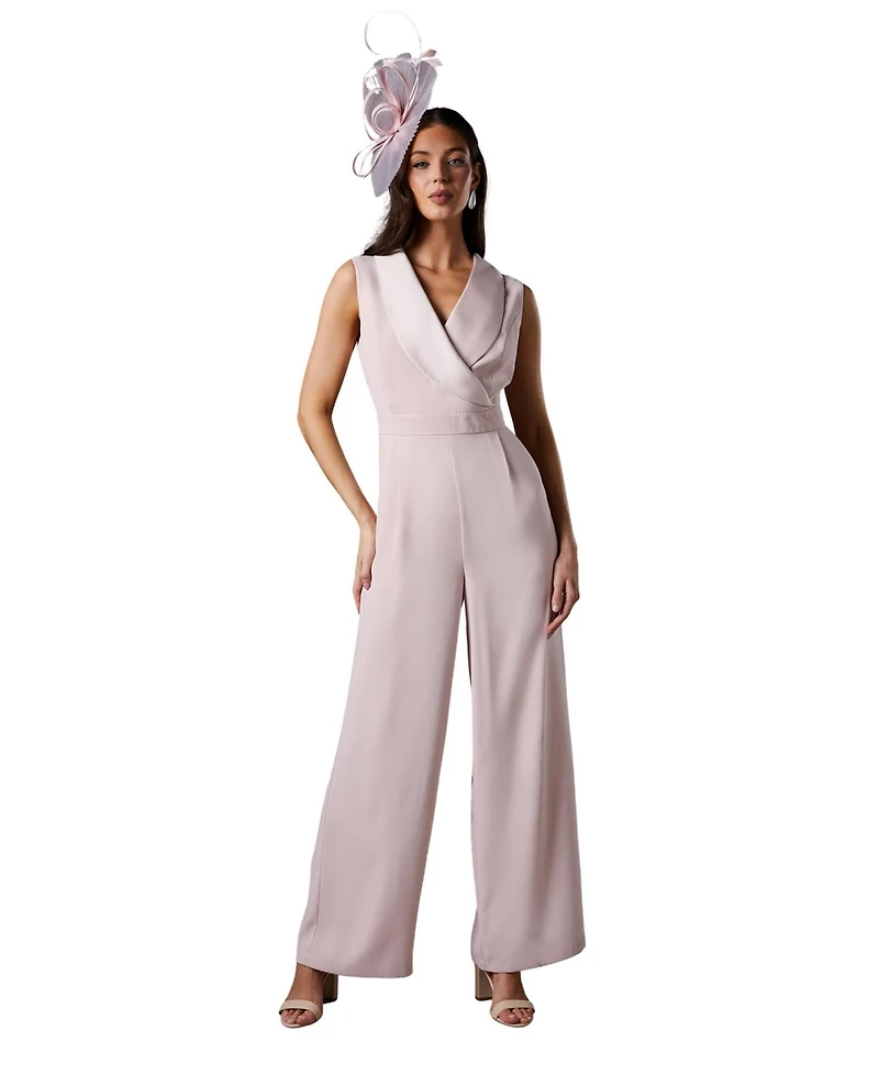 Coast Women's Crepe V-Neck Wrap Wide Leg Jumpsuit