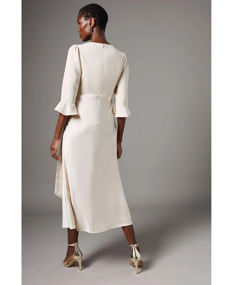 Coast Women's Ruffle Sleeve Satin Wrap Dress