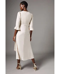 Coast Women's Ruffle Sleeve Satin Wrap Dress