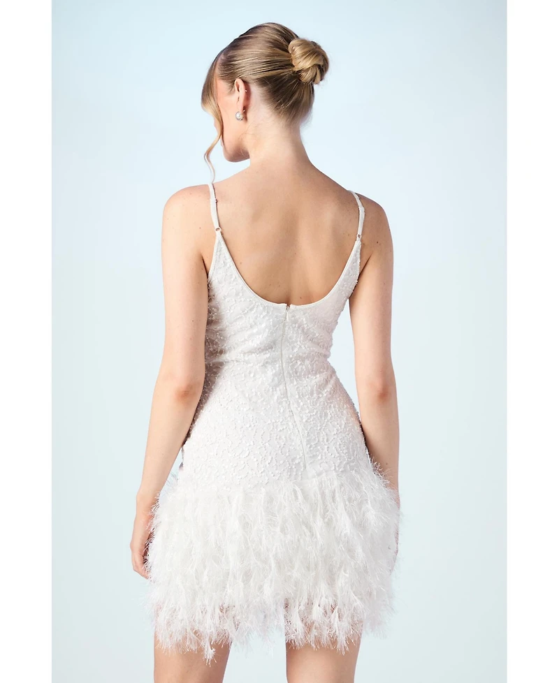 Coast Women's Embellished Feather Bridal Mini Dress