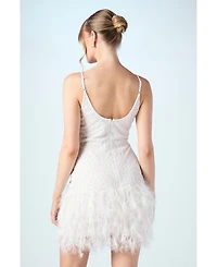 Coast Women's Embellished Feather Bridal Mini Dress