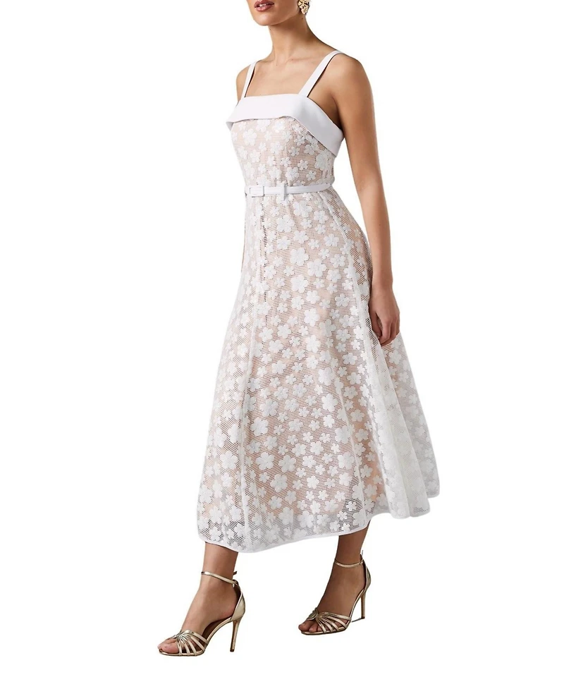 Coast Women's Mesh Sequin Belted Midi Dress