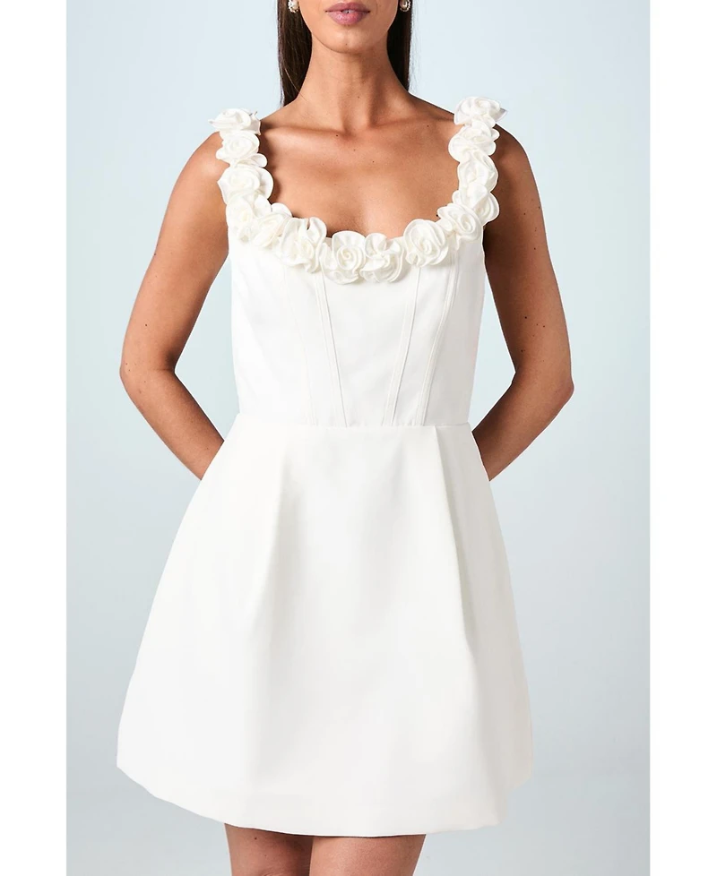 Coast Square Neck 3D Flower Bridal Mini Dress