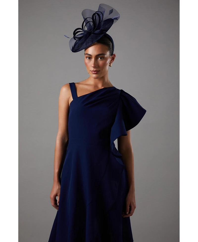 Coast Women's One Shoulder Crepe Ruffle Midi Dress
