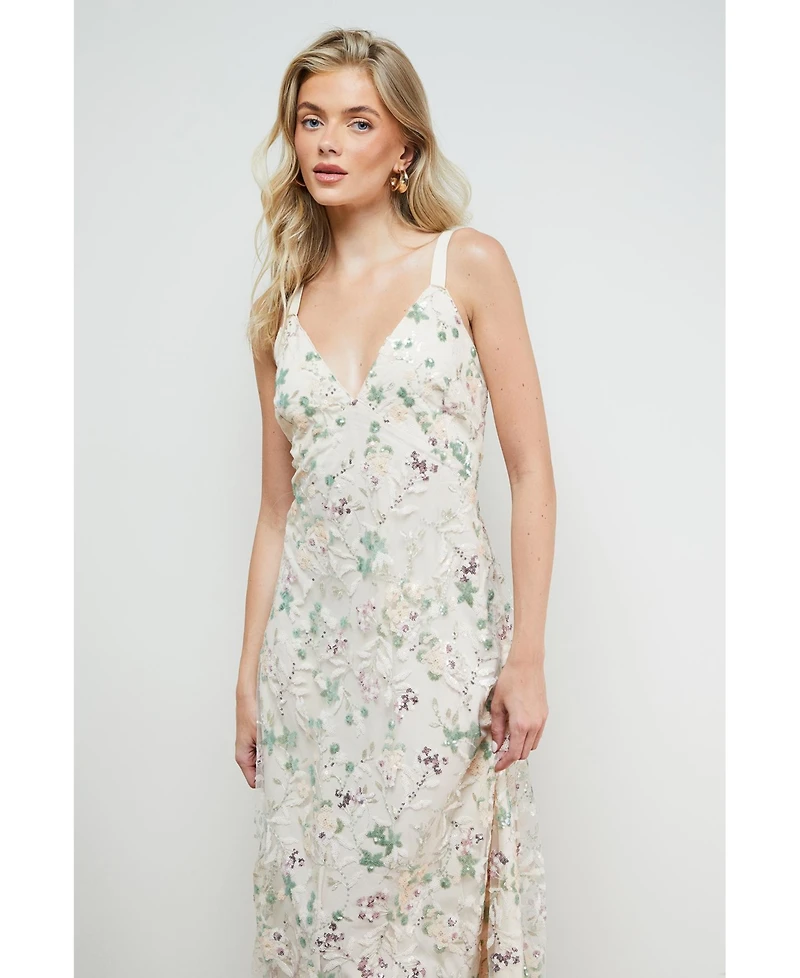 Oasis Women's Hand Embellished V Neck Midi Dress