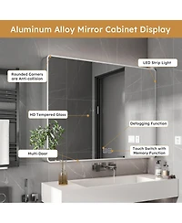 Casainc 35×28 Inch Aluminum Mirror Cabinet with Led Light and Defogging Function