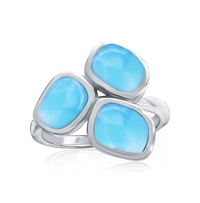 Caribbean Treasures Sterling Silver, Multi Irregular-Shaped Larimar Ring