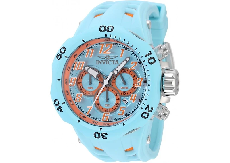 Invicta Men's 48238 Venom Quartz Chronograph Light Blue, Orange Dial Watch