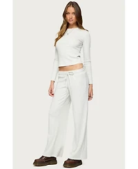 Edikted Women's Cicilia Straight Leg Ribbed Pants