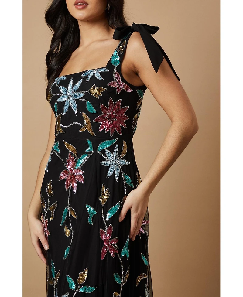 Oasis Floral Embellished Split Midi Dress