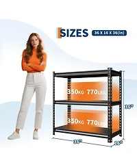 Gaomon 3-Tier Steel Garage Shelving Unit, 36" W x 16" D x 36" H, Adjustable Steel Utility Storage Rack with Metal Shelves, 770 Lbs/Shelf Capacity, for