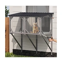Zeus & Ruta 43.3" Outdoor Cat Window Box with Bug-Proof Net