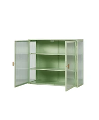 Casainc 28" Wall Cabinet with Glass Doors and 3-Tier Storage for Living Dining Areas