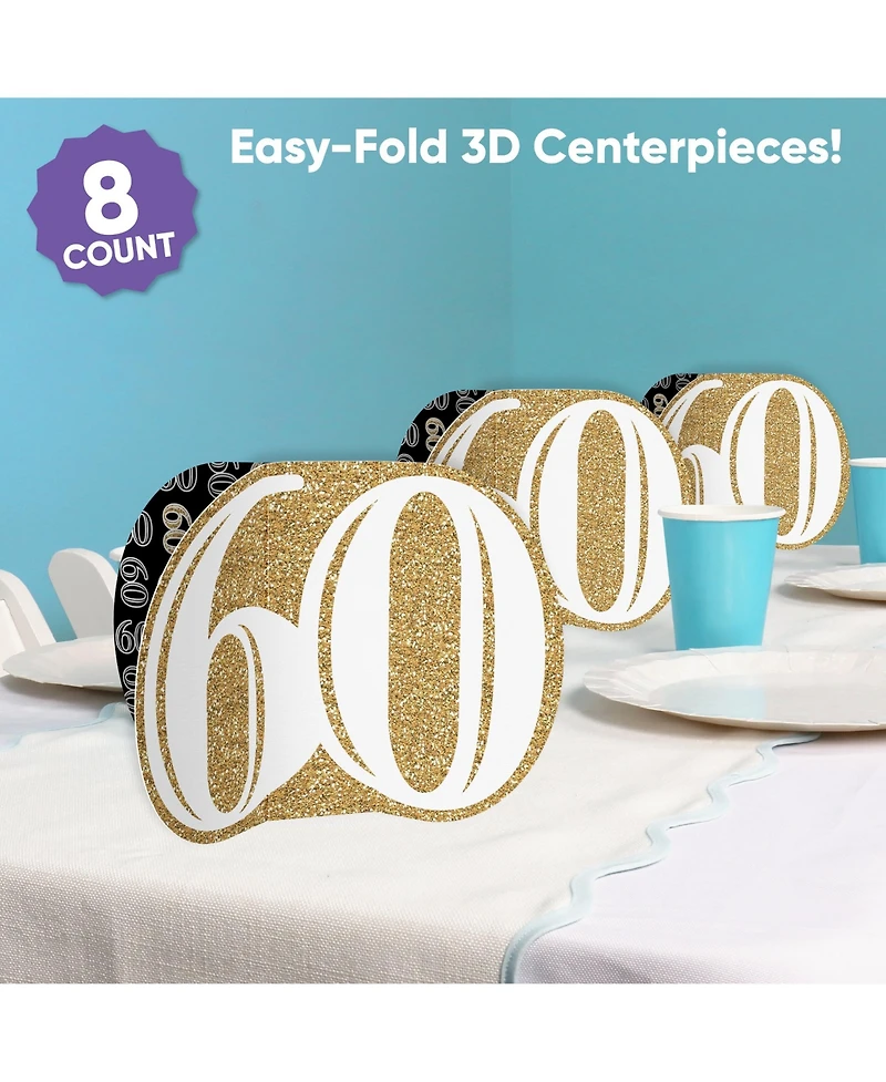 Big Dot of Happiness Freestanding 3D Gold 60th Birthday Centerpiece Table Decorations