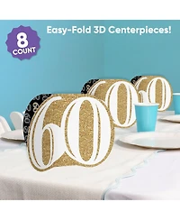 Big Dot of Happiness Freestanding 3D Gold 60th Birthday Centerpiece Table Decorations