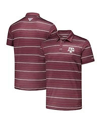 Columbia Men's Maroon Texas A&M Aggies Pfg Super Terminal Tackle Omni-Shade Stripe Polo Shirt