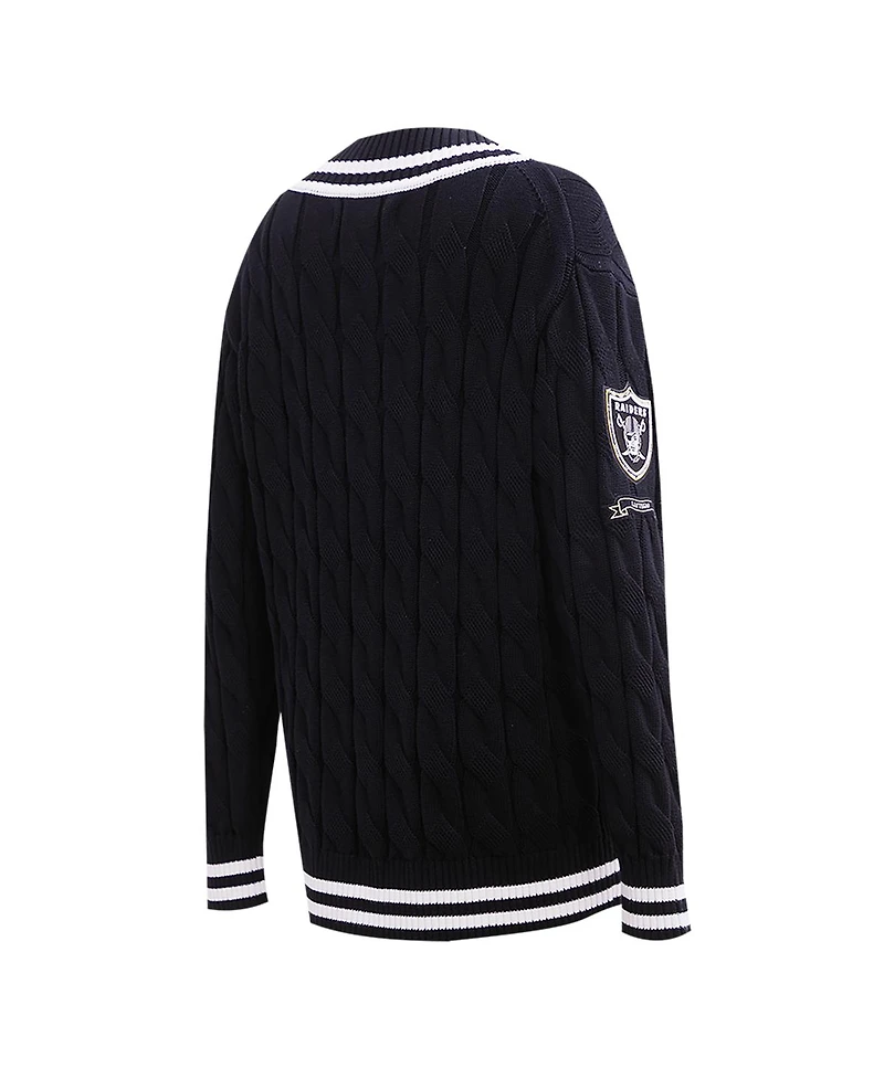 Pro Standard Women's Black Las Vegas Raiders Prep V-Neck Pullover Sweater