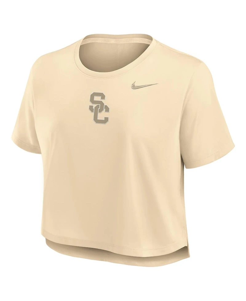 Nike Women's Tan Usc Trojans Performance Cropped T-Shirt