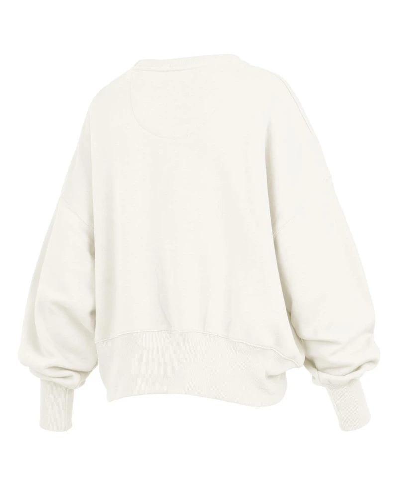 Pressbox Women's Cream Missouri Tigers Oversized Chelsea Waist Length Pullover Sweatshirt