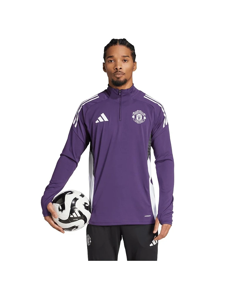 Adidas Men's Purple Manchester United 2025/26 Aeroready Raglan Quarter-Zip Training Top