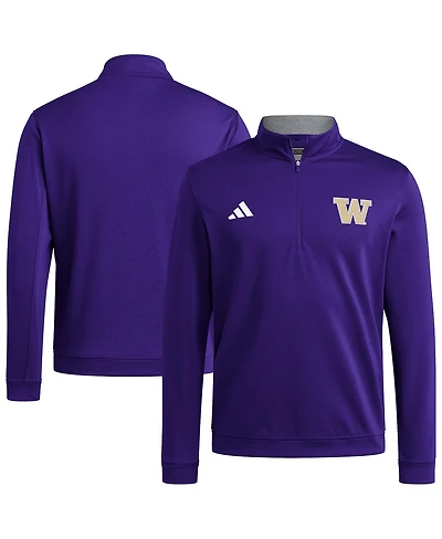 Adidas Men's Purple Washington Huskies Elevated Tri-Blend Quarter-Zip Pullover Sweatshirt
