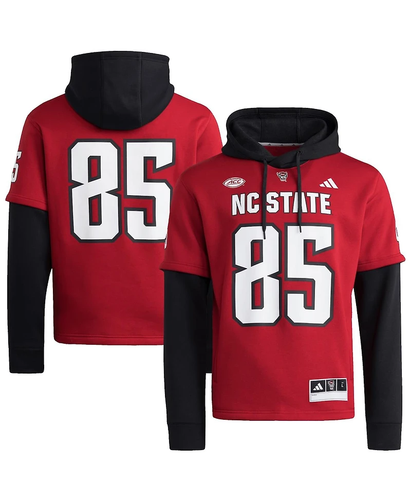Adidas Men's Red Nc State Wolfpack Jersey Pullover Hoodie