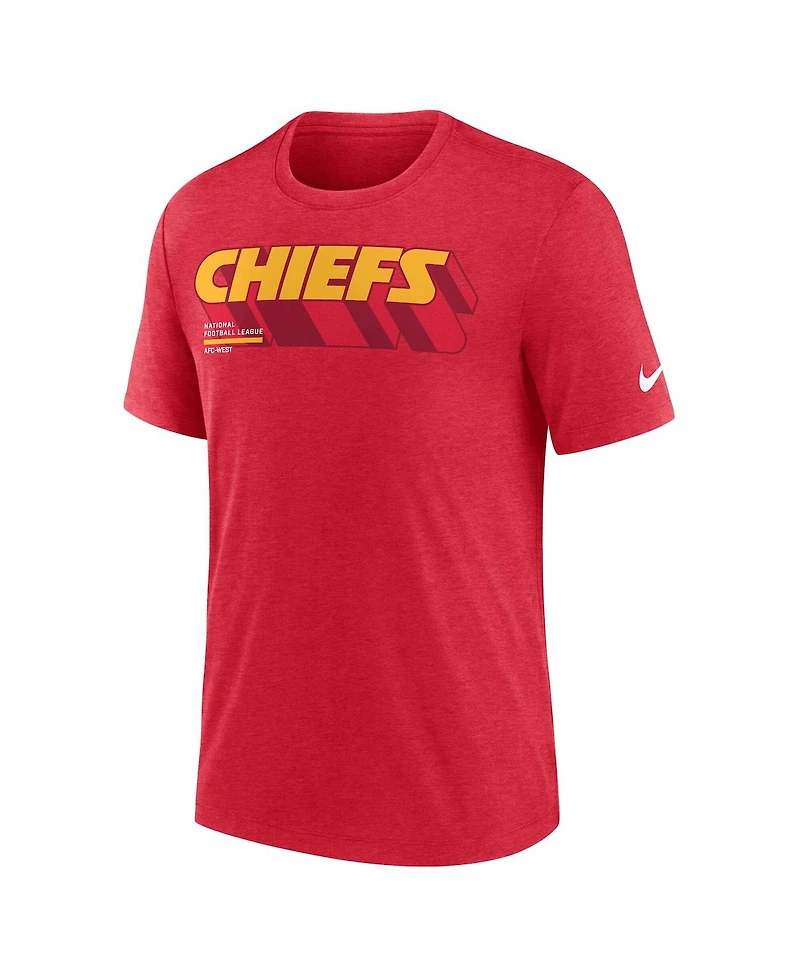Nike Men's Heather Red Kansas City Chiefs Long Pass Tri-Blend T-Shirt