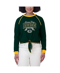 Wear by Erin Andrews Women's Green/Gold Green Bay Packers Tie-Front Long Sleeve Top