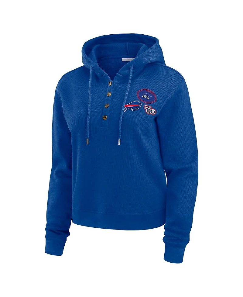 Wear by Erin Andrews Women's Royal Buffalo Bills Waffle Hoodie Pullover Top