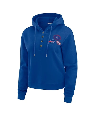 Wear by Erin Andrews Women's Royal Buffalo Bills Waffle Hoodie Pullover Top
