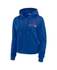 Wear by Erin Andrews Women's Royal Buffalo Bills Waffle Hoodie Pullover Top