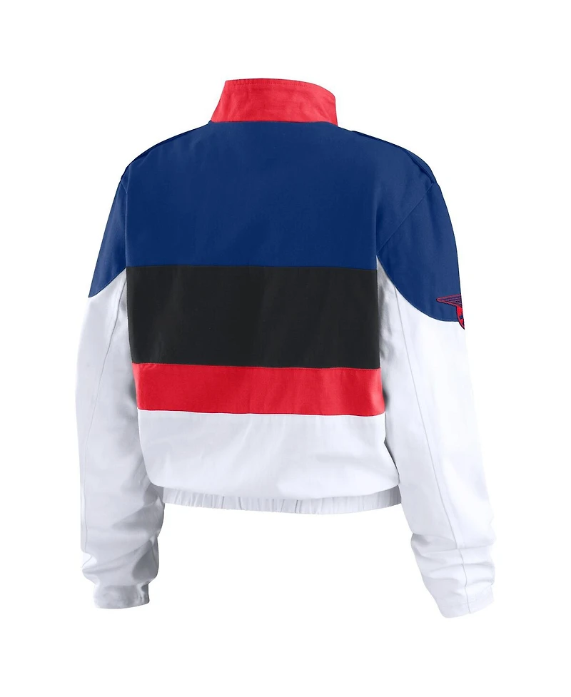 Wear by Erin Andrews Women's Navy/White Texas Rangers Racing Full-Zip Jacket