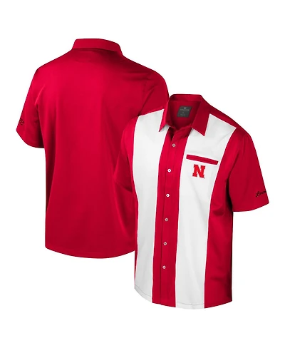 Colosseum Men's Scarlet Nebraska Huskers Strike Bowling Button-Up Shirt