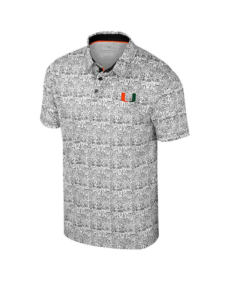 Colosseum Men's Black Miami Hurricanes It's Time Allover Print Polo Shirt