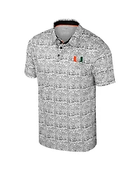 Colosseum Men's Black Miami Hurricanes It's Time Allover Print Polo Shirt
