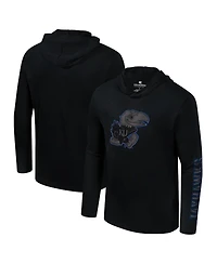 Colosseum Men's Black Kansas Jayhawks Color Pop Active Blend 2-Hit Long Sleeve Hooded T-Shirt