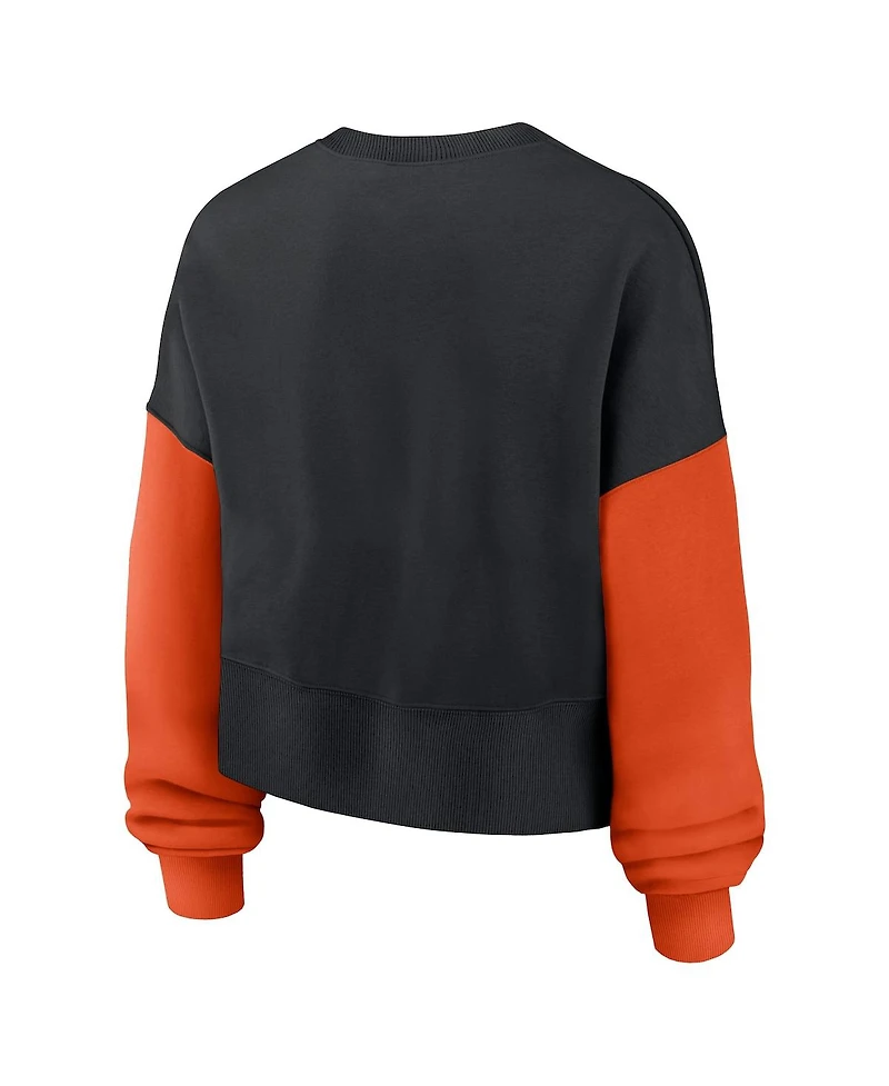 Nike Women's Black Cincinnati Bengals Oversized Color-Block Pullover Sweatshirt