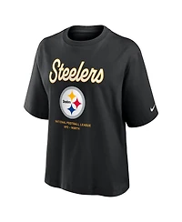 Nike Women's Black Pittsburgh Steelers Essential Script Relaxed Boxy T-Shirt
