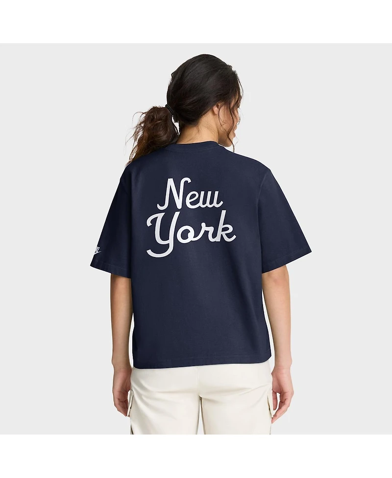 Nike Women's Royal New York Giants Rewind Pocket Boxy T-Shirt