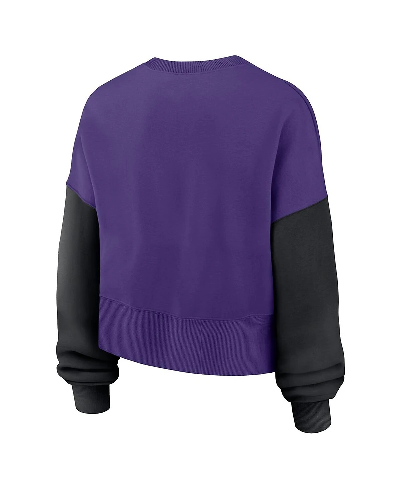 Nike Women's Purple Minnesota Vikings Oversized Color-Block Pullover Sweatshirt