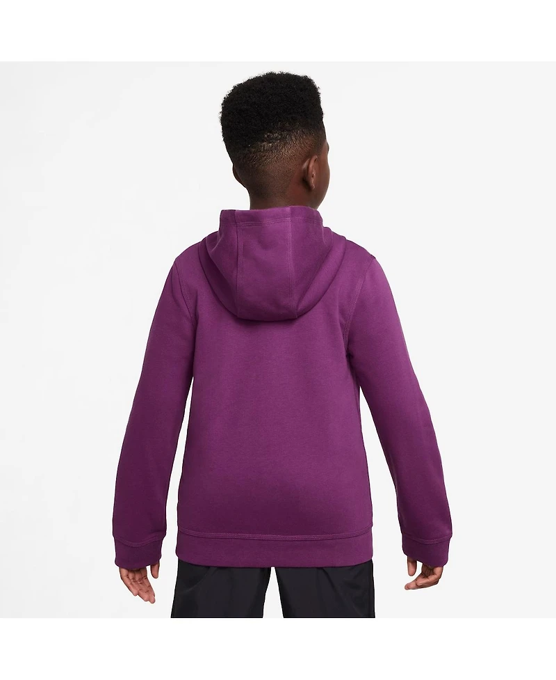 Nike Big Boys and Girls Purple Barcelona 2025/26 Club Full-Zip Hooded Jacket