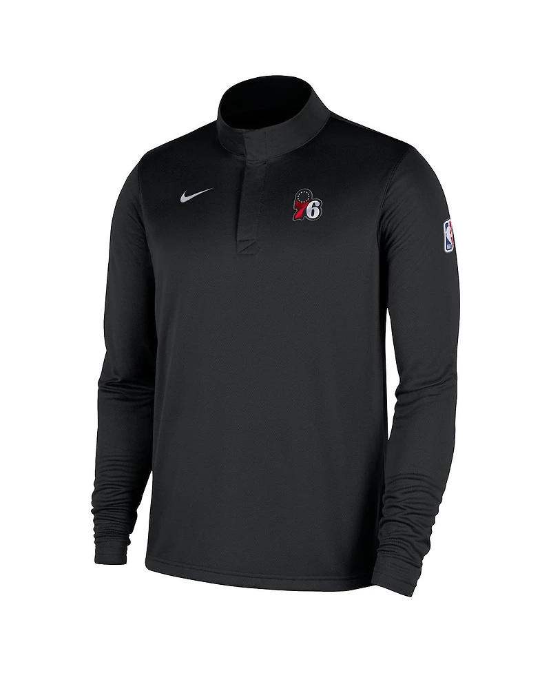 Nike Men's Black Philadelphia 76ers 2025/26 Authentic Coaches Quarter-Zip Pullover Jacket