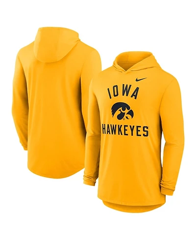 Nike Men's Gold Iowa Hawkeyes Classic Arch Tri-Blend Performance Long Sleeve Hoodie T-Shirt