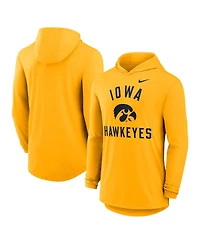 Nike Men's Gold Iowa Hawkeyes Classic Arch Tri-Blend Performance Long Sleeve Hoodie T-Shirt