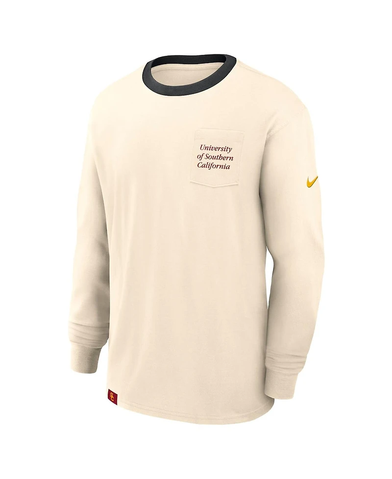 Nike Men's Natural Usc Trojans Athletic Prep Max90 Pocket Logo Long Sleeve T-Shirt