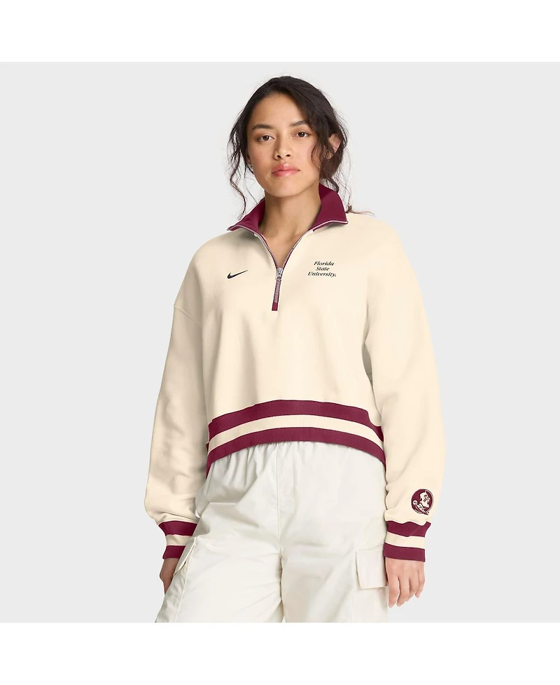 Nike Women's Cream/Maroon Florida State Seminoles Legacy Half-Zip Sweatshirt